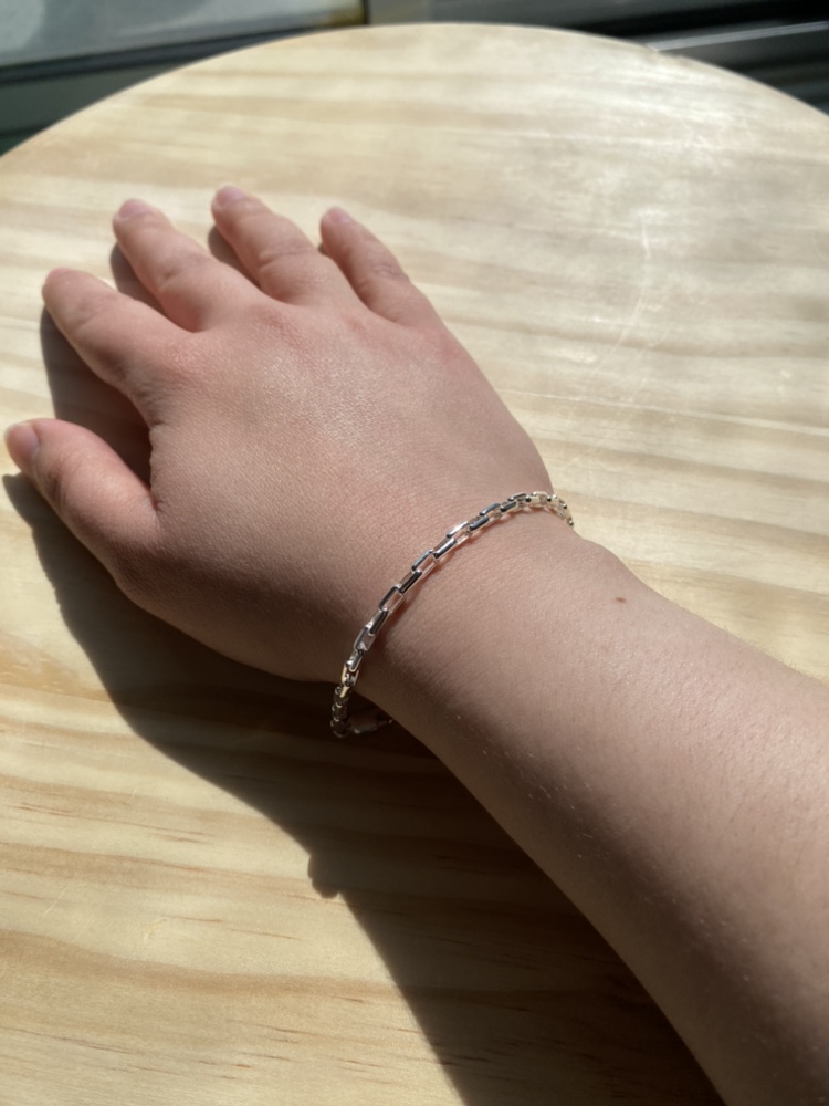 Mejuri Sterling Silver Wide Box Chain Bracelet image indicator(2)