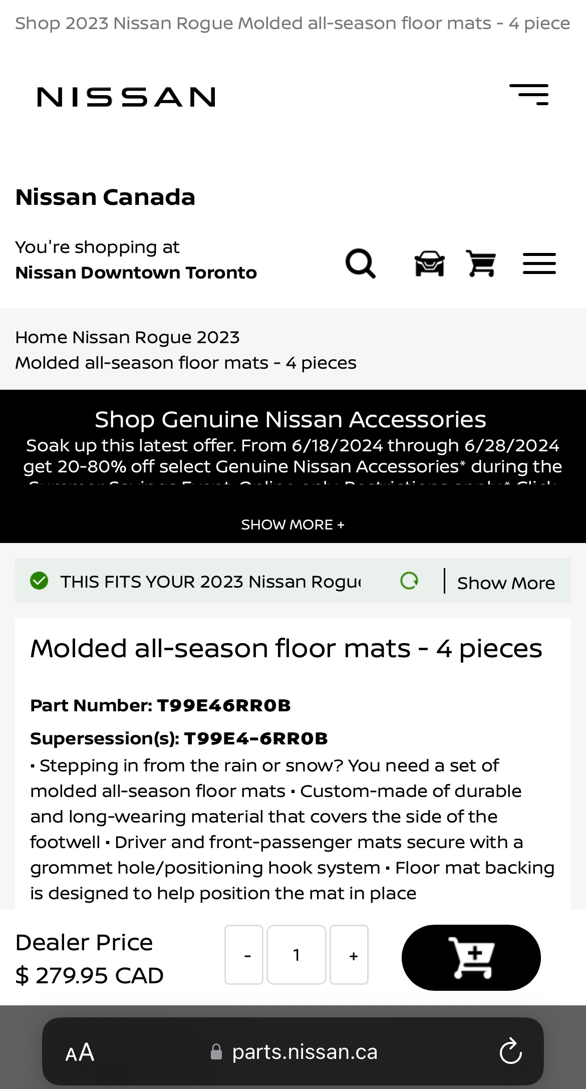 Used 2023 Nissan Rogue Molded all-season floor mats - 4 pieces - photo 2