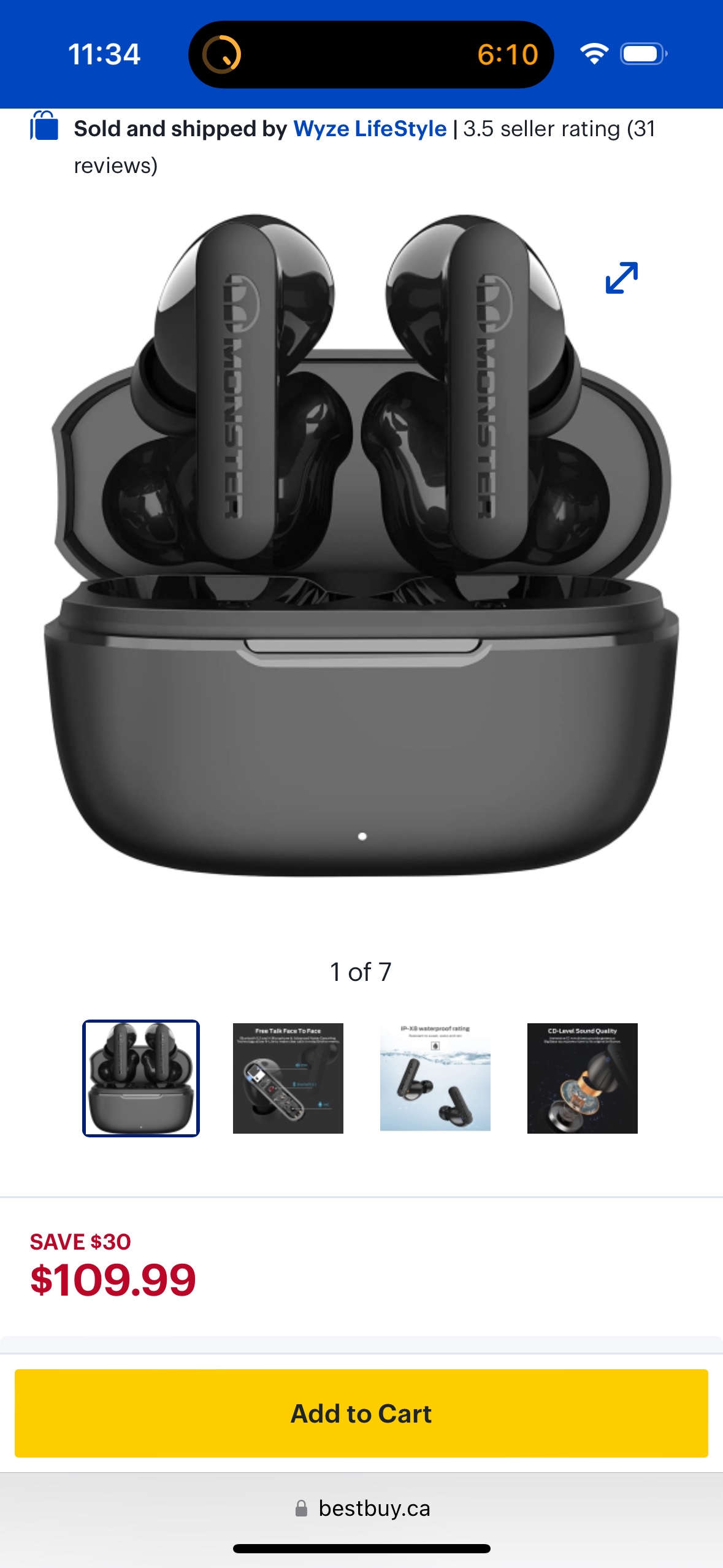 Monster N-Lite Clear Talk Wireless Earbuds Bluetooth