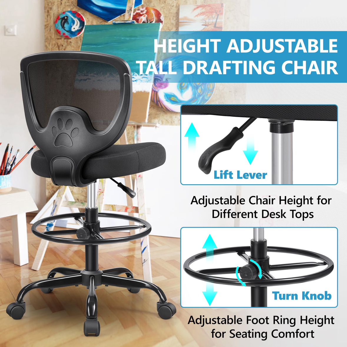 New  Office Drafting Chair,  Chair with Adjustable Height - photo 4