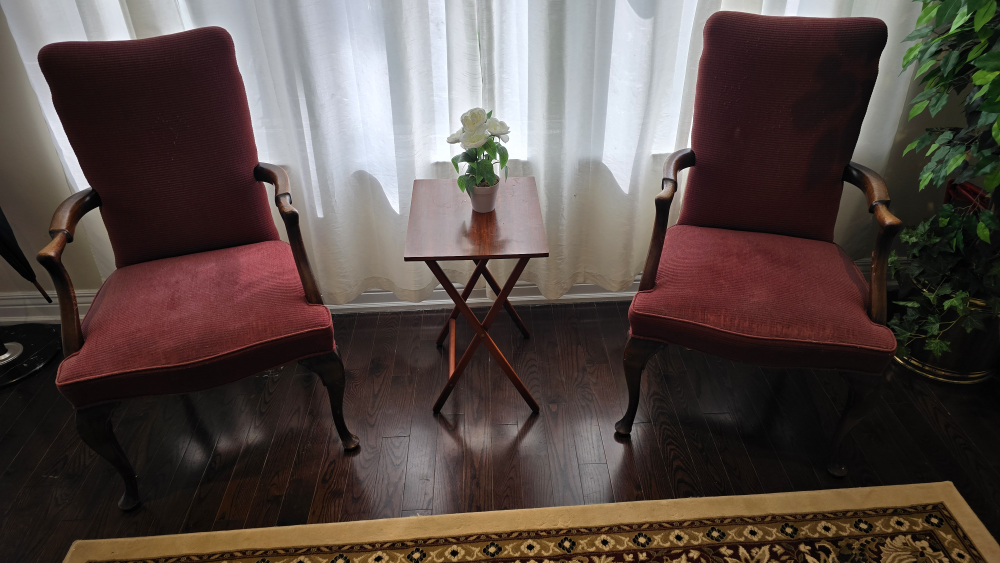 Accent Chairs, Queen Anne carved Arm chairs