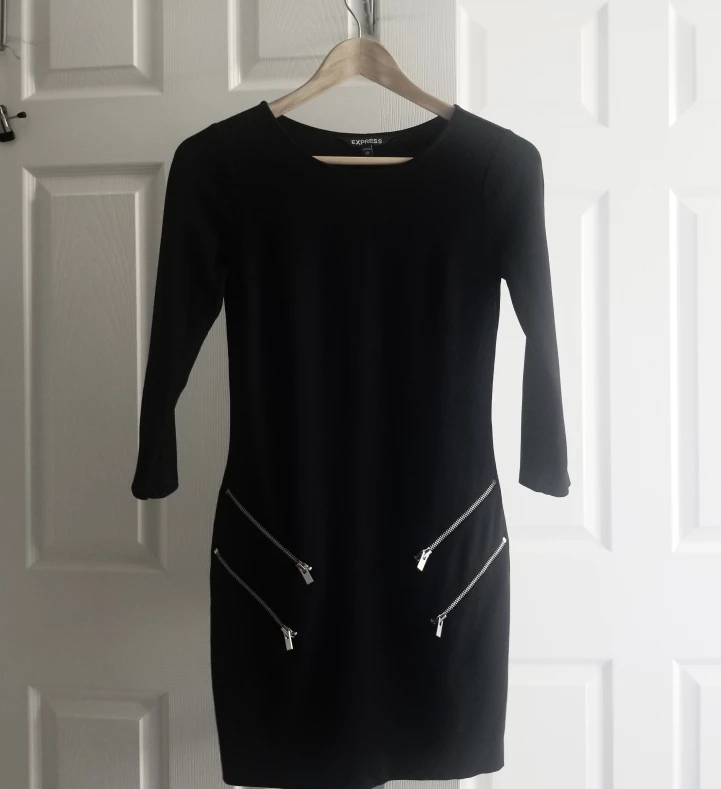 EXPRESS Black Mini Dress With Zipper Details image indicator(2)