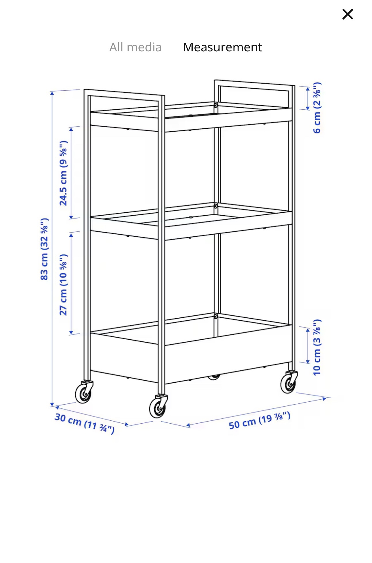 Utility cart/ storage cart, white color - photo 2