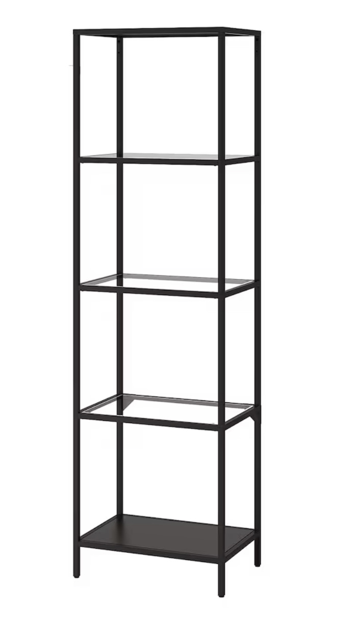 Glass and metal Shelf unit, black-brown/glass - photo 3