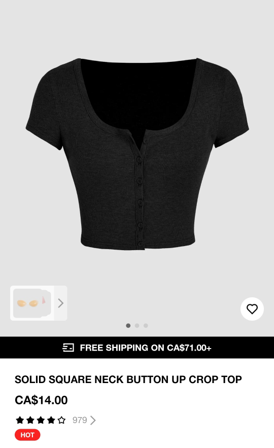 [Unsealed] Three Square Neck Button-Up Crop Top (XS) - photo 2