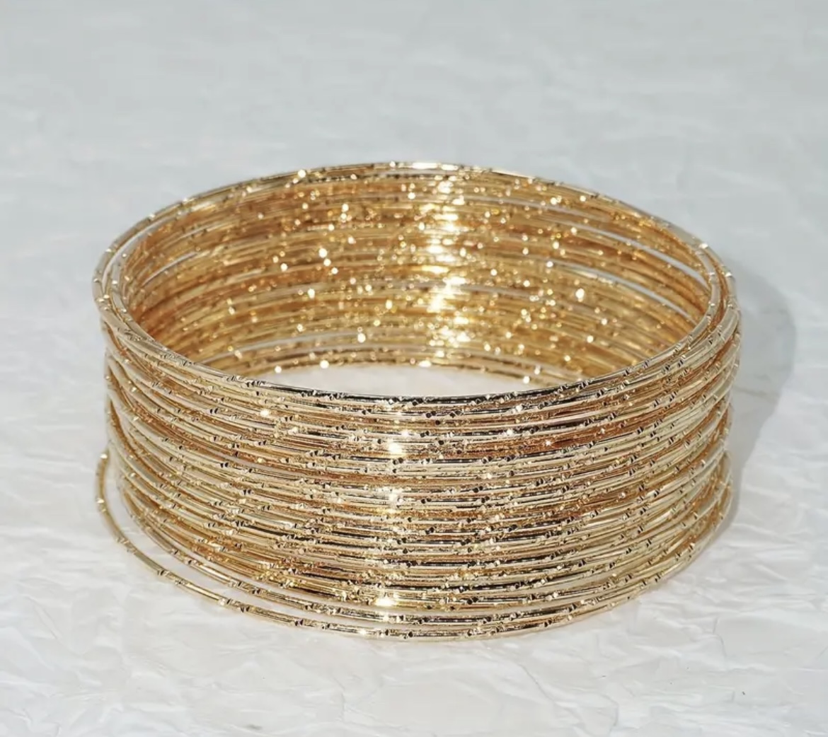 Brand New 30 pc 14K gold plated bangles Indian jewelry image indicator(2)