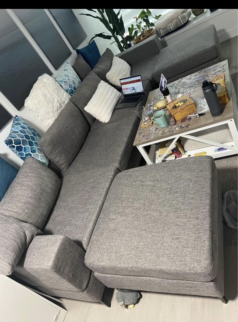 Grey Sectional Couch-less than 1 year old - photo 3