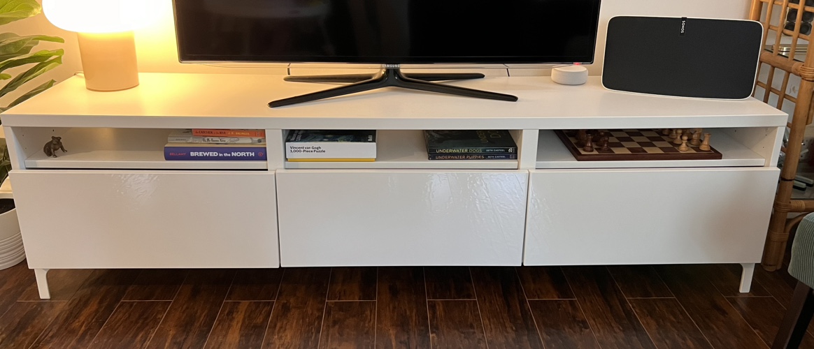 IKEA Besta TV stand - high gloss white finish
