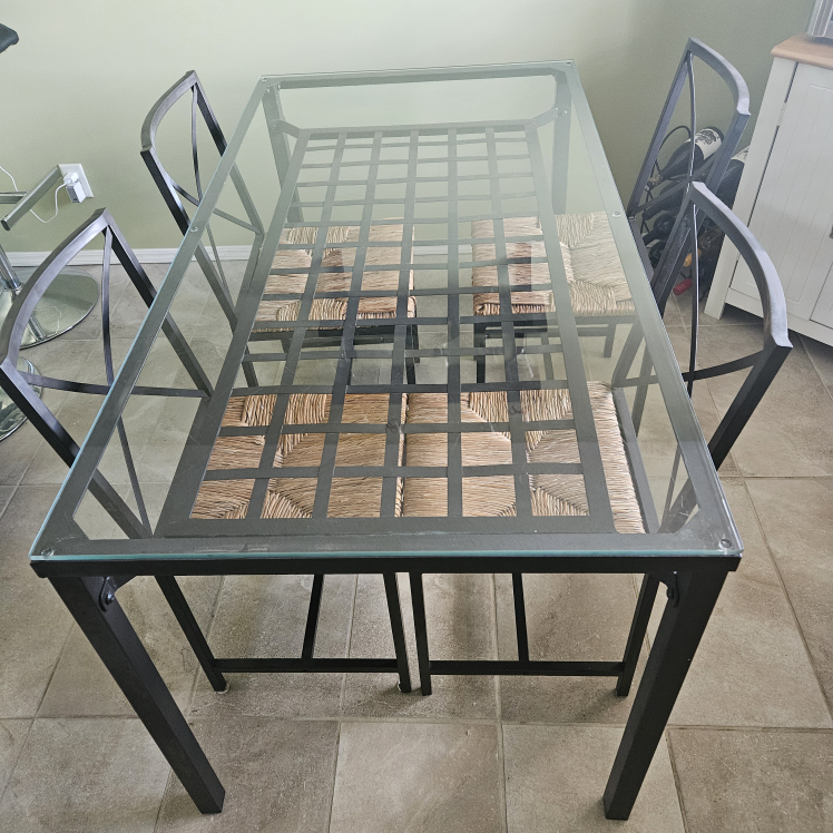 Glass & Metal Dining Room Table - photo 3