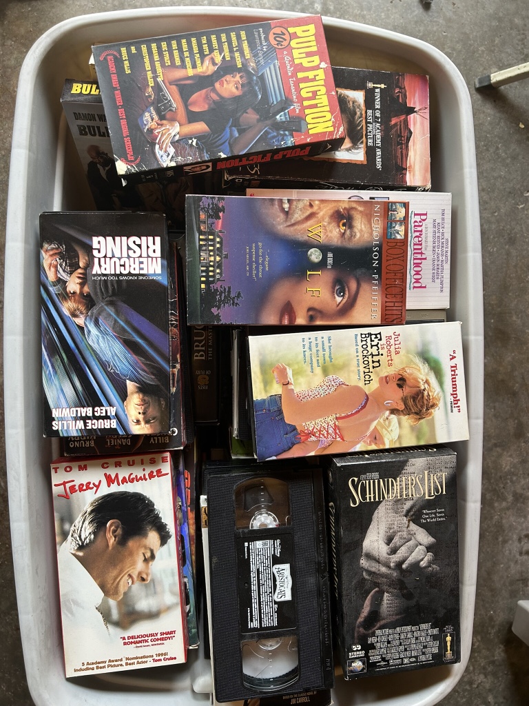 VHS .. box full of various block buster movies