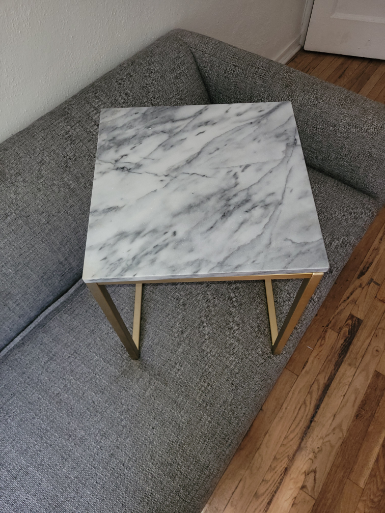 CB2 Marble & Gold End Table thumbnail