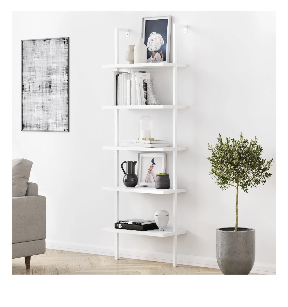 Nathan James Theo 5 Shelf Industrial Ladder Bookshelf - photo 2