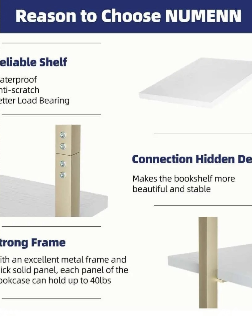 New unboxed White and Gold Ladder Shelf - 5 Tiers - photo 4