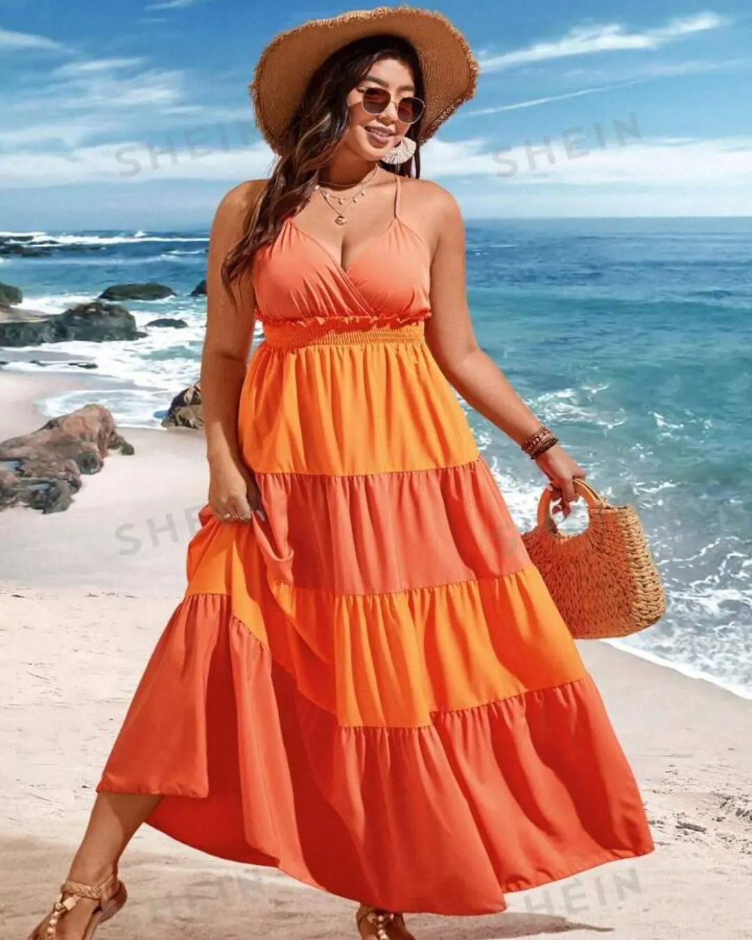 SHEIN Plus Orange Summer Dress thumbnail
