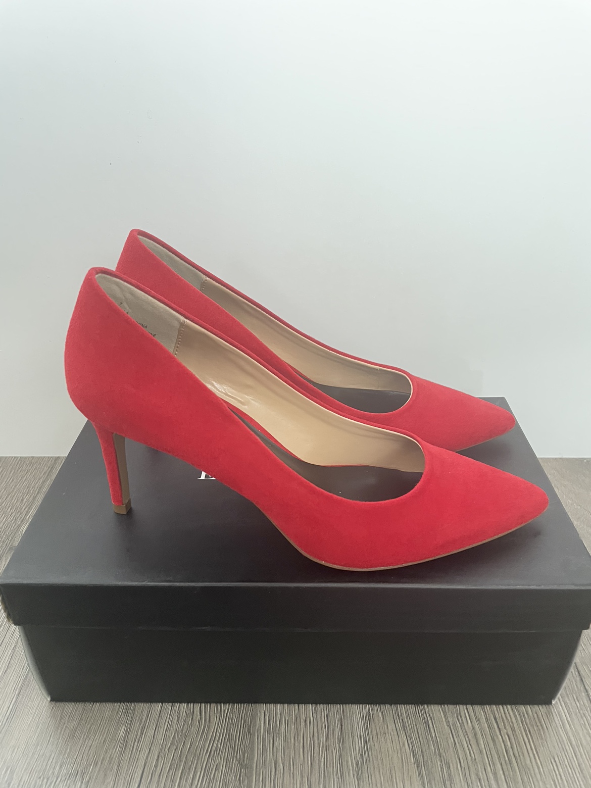 Red suede heels