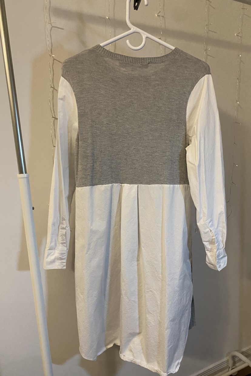 French Connection grey and white sweater dress image indicator(2)