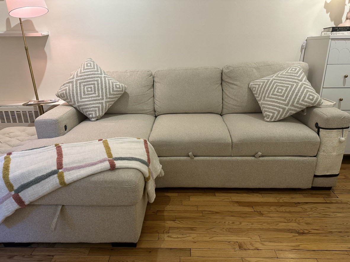 Sofa bed with storage & movie tray