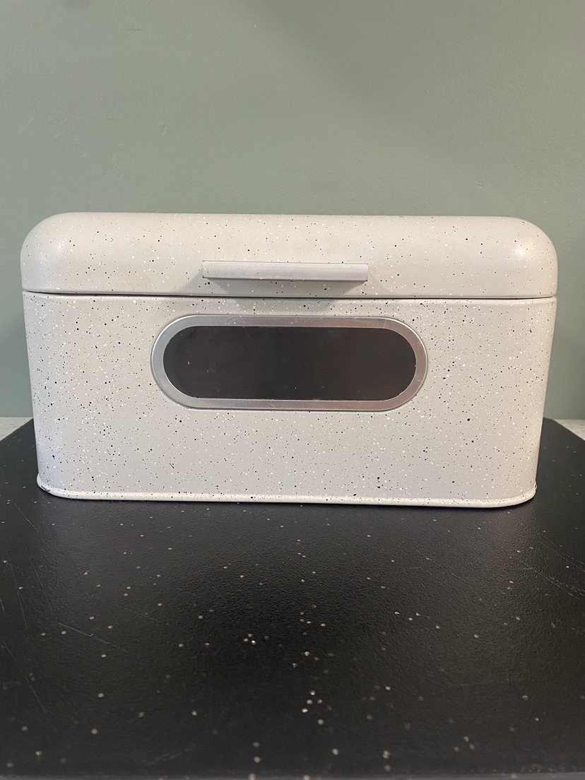 Bread Box - Speckled White Metal Bin thumbnail