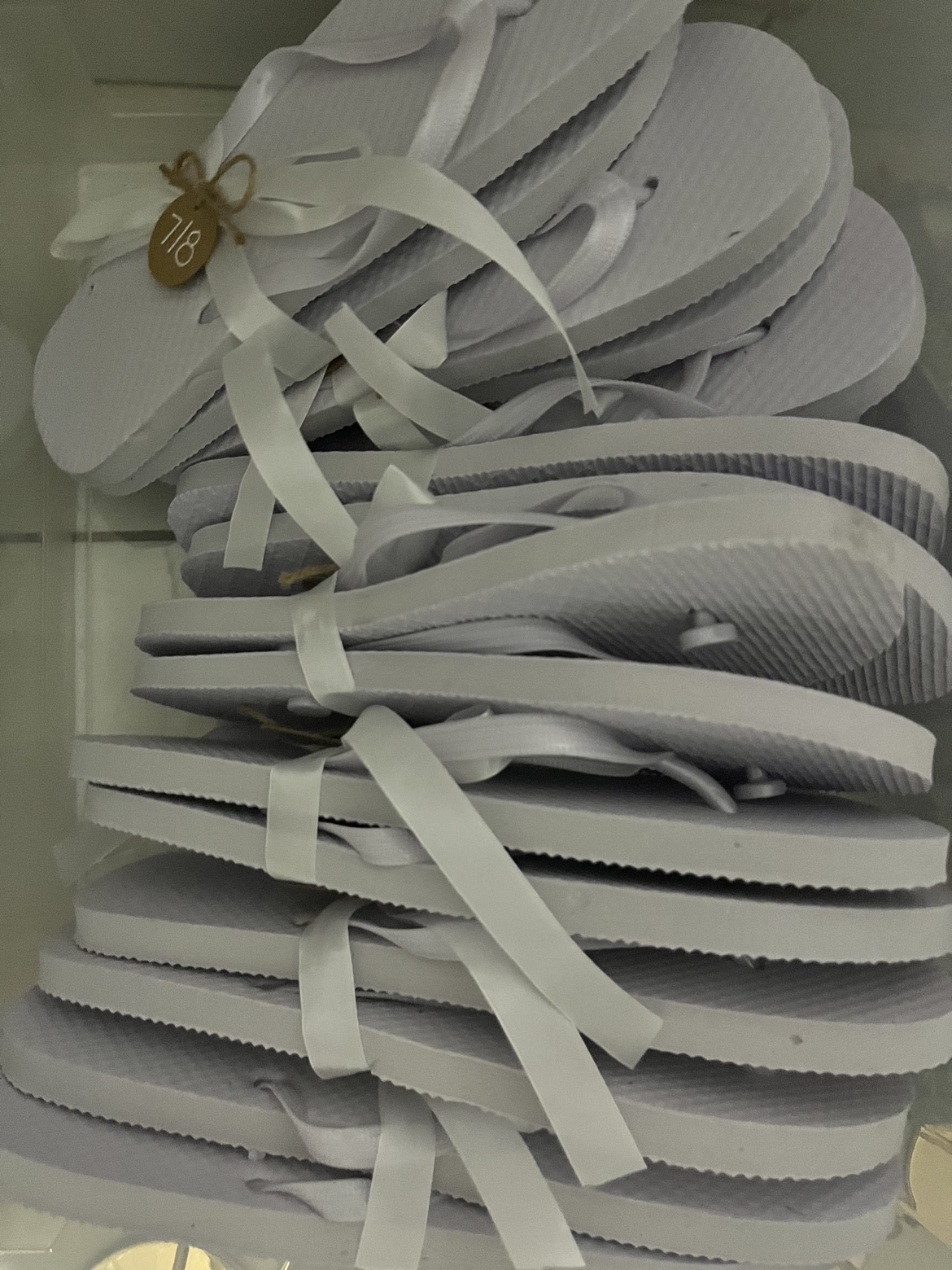 Wedding sandals and sign