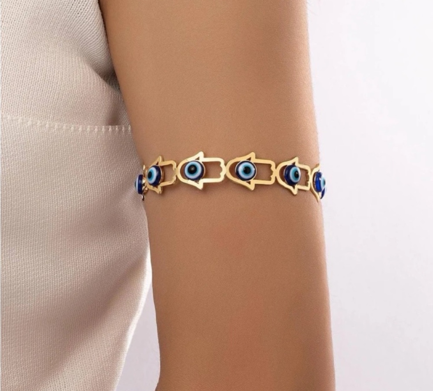 Evil eye hamsa arm cuff