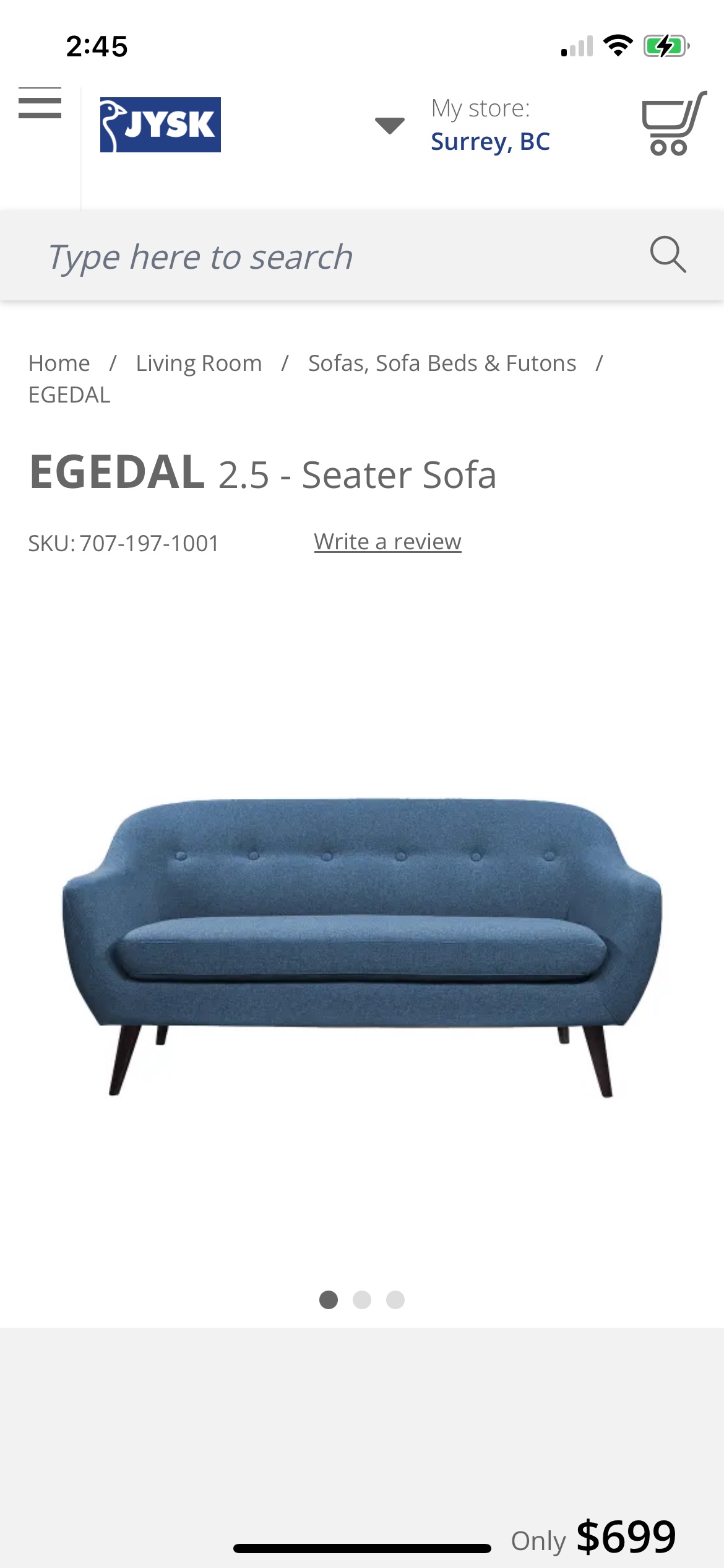 JYSK sofa & coffee table