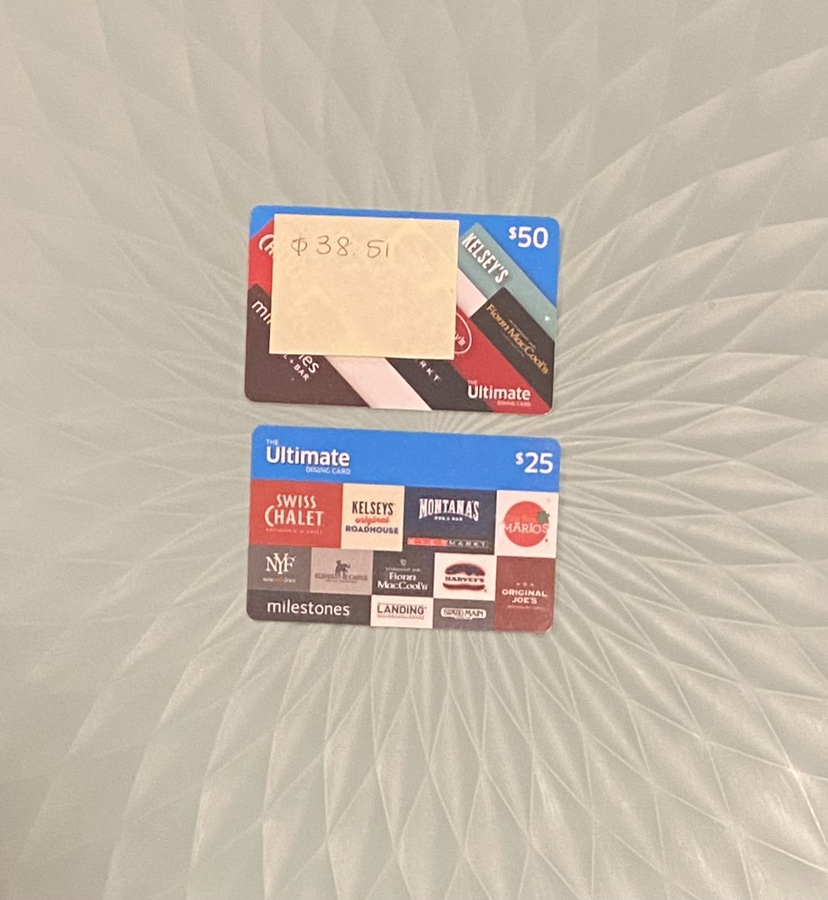 The Ultimate Dining Card 2 Gift Cards $63.51 Value