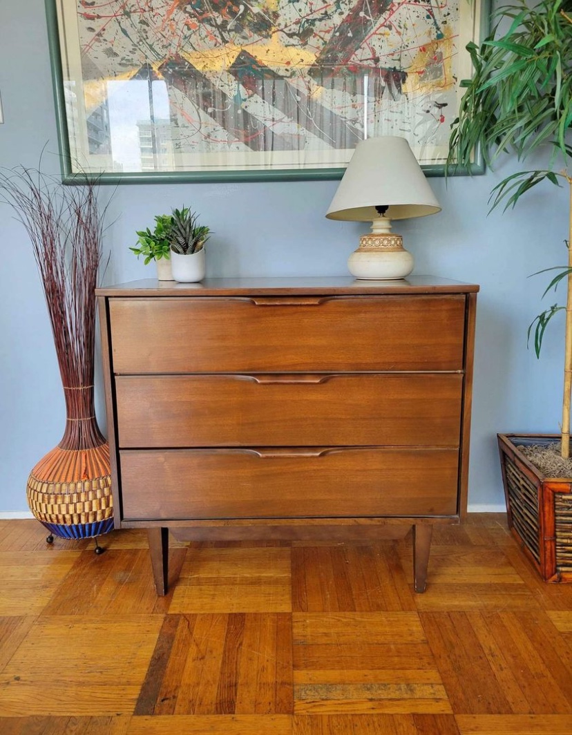 MCM VicArt Three Drawer Walnut Dresser (Delivery Available) thumbnail