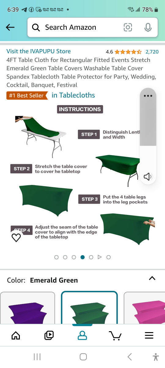 Brand new 2 pack 4 ft table cloth for rectangular fitted events - photo 4
