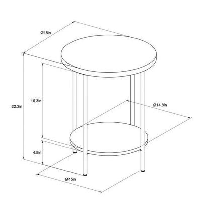 Wood and Metal Round End Table - photo 2