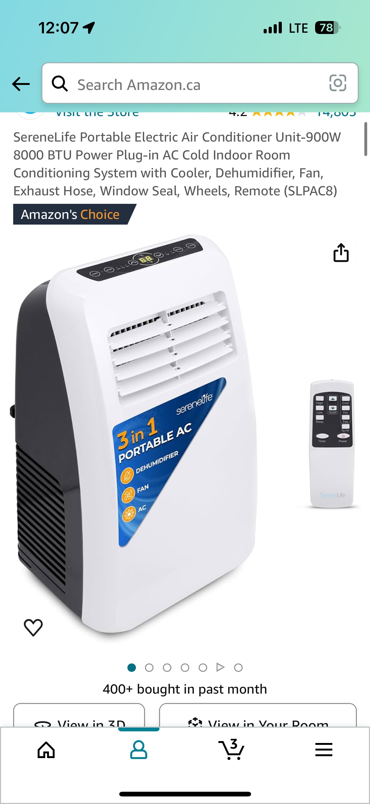 SereneLife Portable Electric Air Conditioner Unit-900W 8000 BTU
