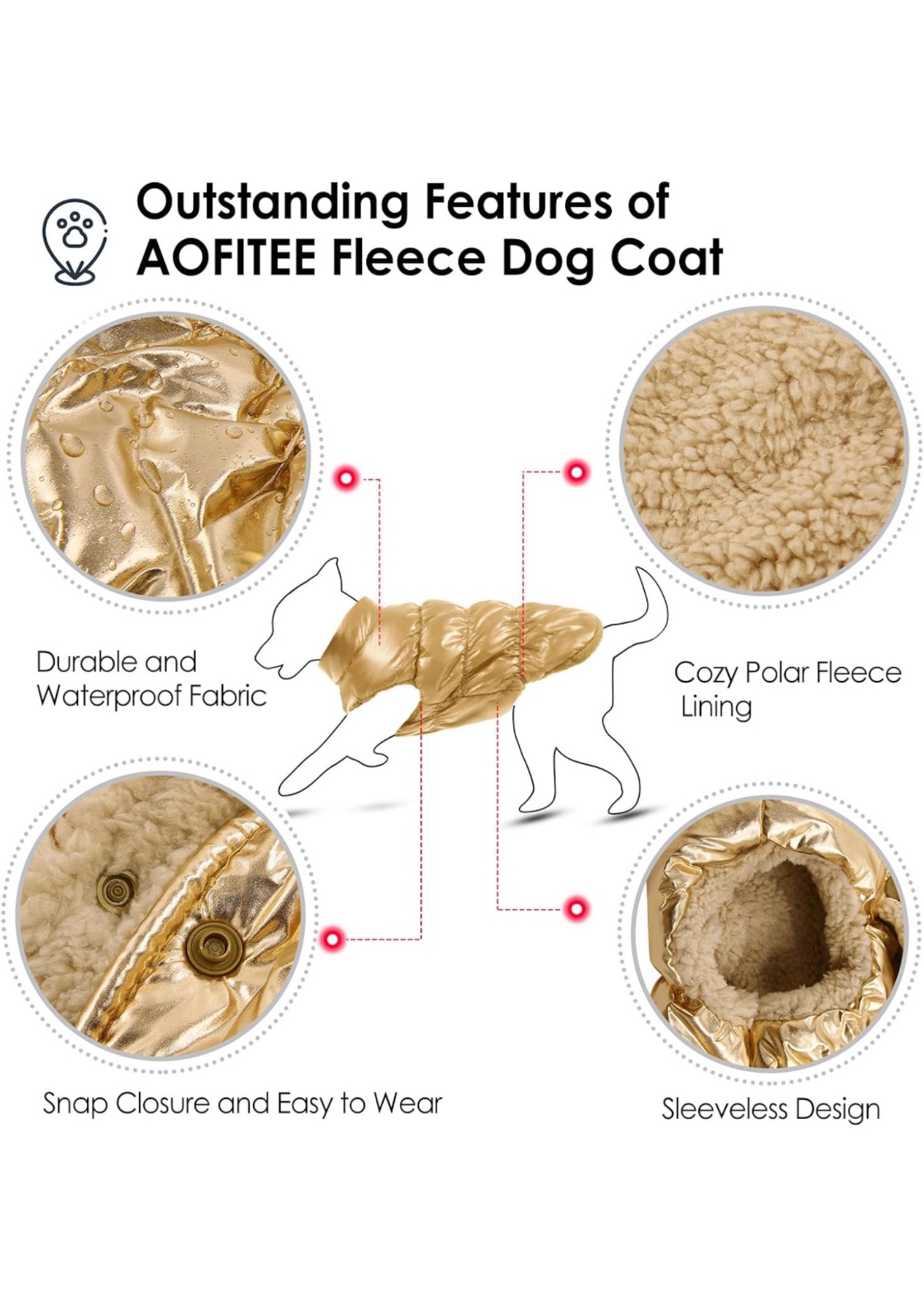 💚Aofitee Gold dog Coat image indicator(6)