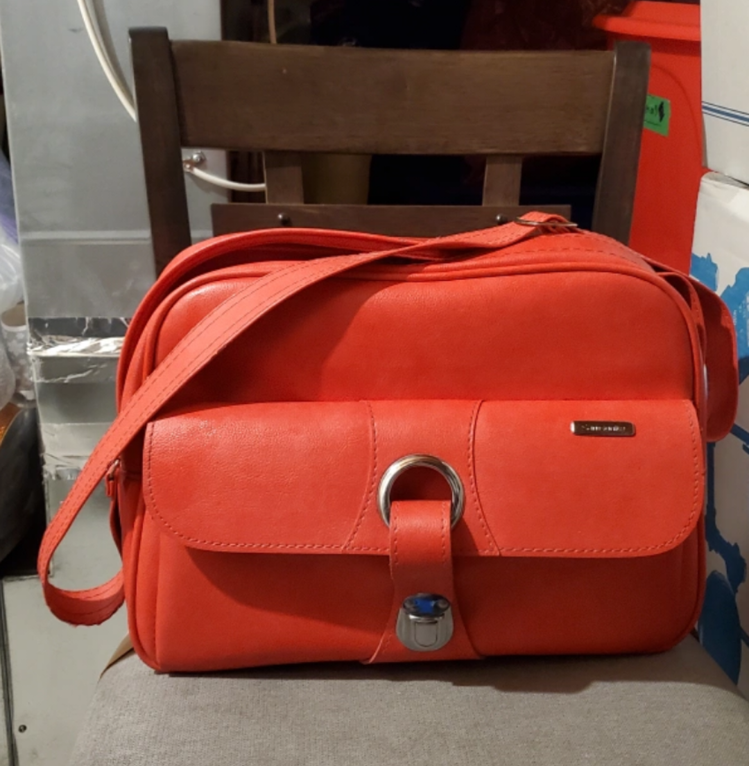 Samsonite red leather vintage bag 1970s🎒