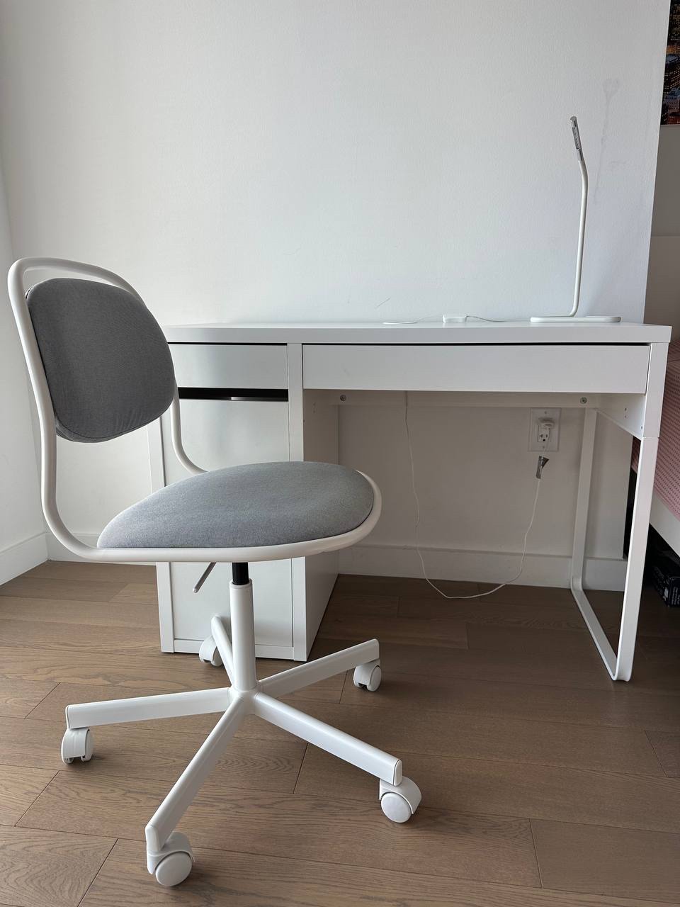 IKEA kids table, chair and lamp