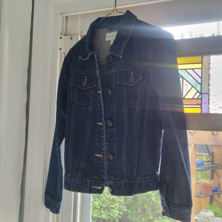 Childrens Custom Hand Painted Cow Print Jean Jacket  sz 10-12 image indicator(2)