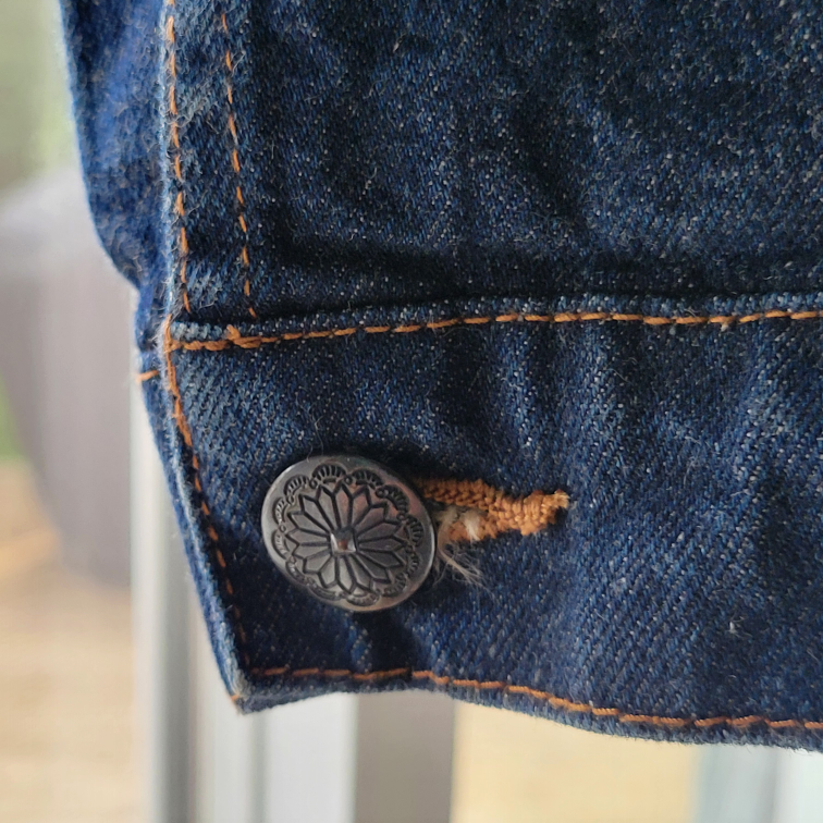 Childrens Custom Hand Painted Cow Print Jean Jacket  sz 10-12 image indicator(6)