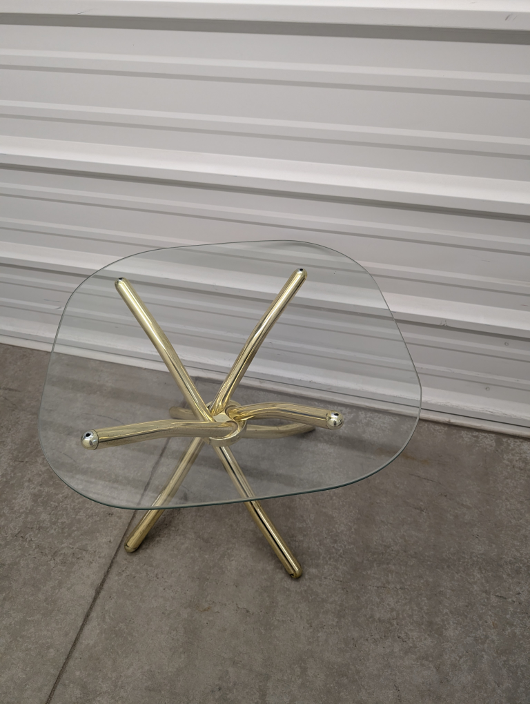 Modern Brass X-Frame & Tempered Glass Top Coffee Table - photo 3