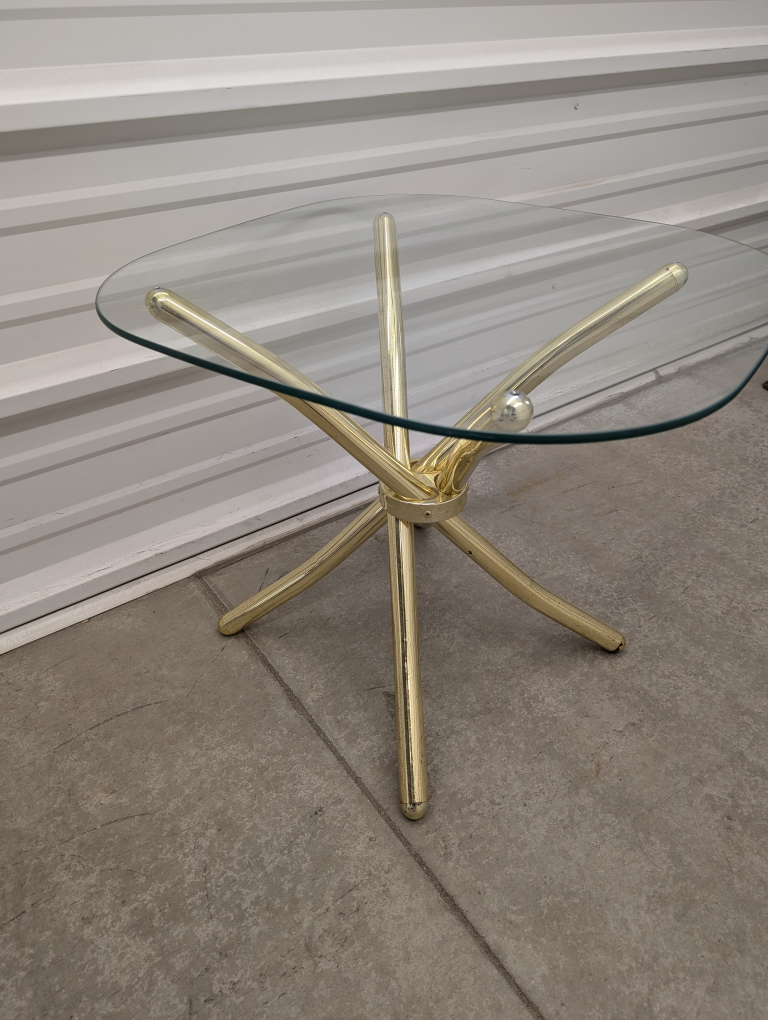 Modern Brass X-Frame & Tempered Glass Top Coffee Table - photo 4