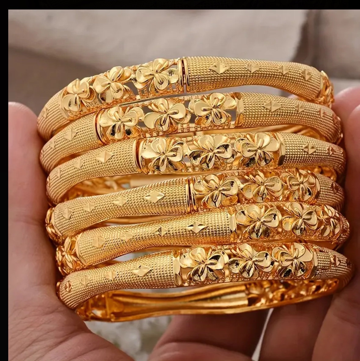 1 pc 24 k plated open bangle bracelet - photo 4