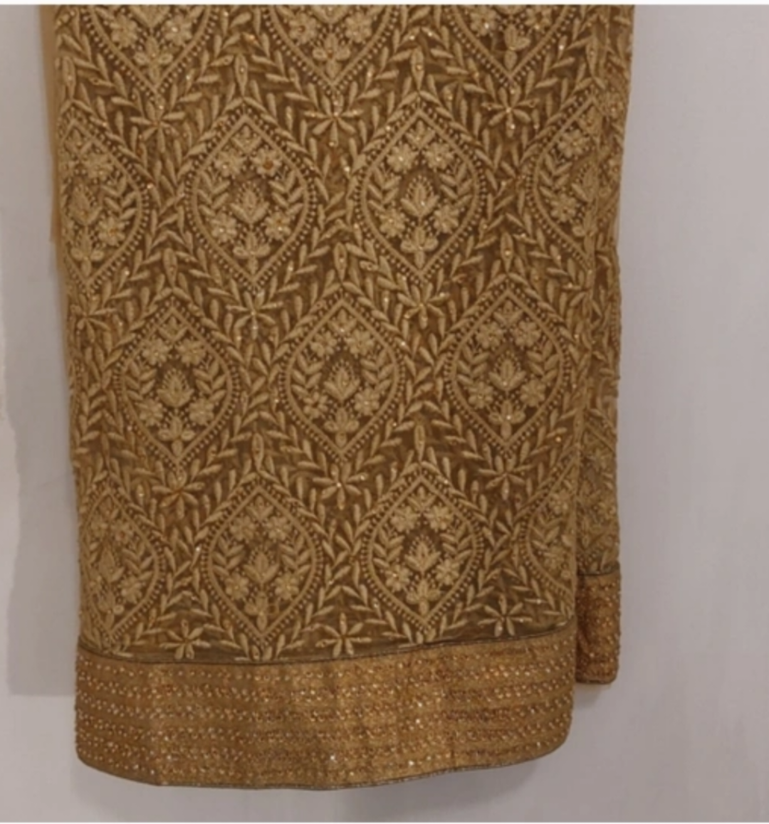 Unstitched Nude Tulle Saree - Indian Ethnic Wear image indicator(3)