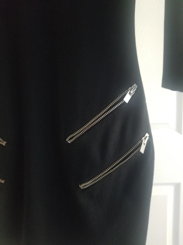 EXPRESS Black Mini Dress With Zipper Details image indicator(4)