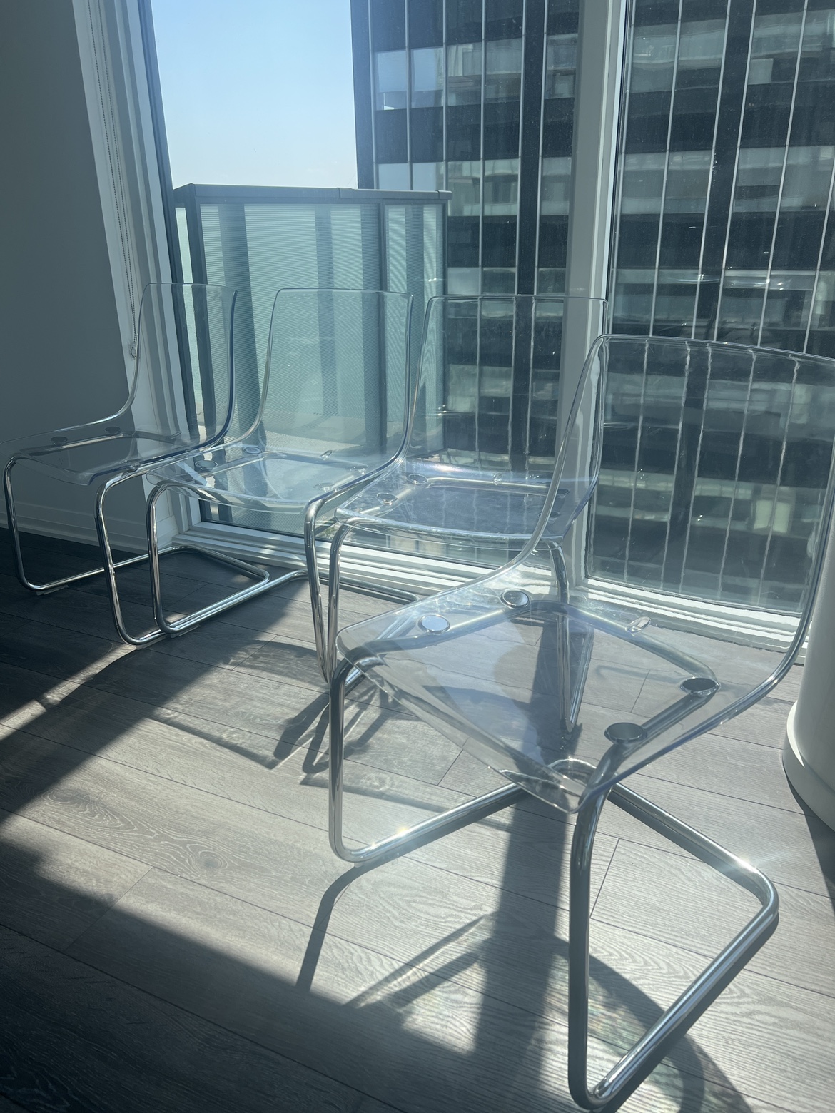 IKEA set of 4 acrylic Tobias chairs
