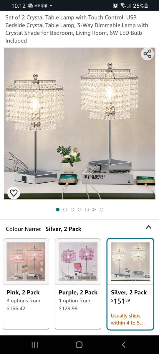 2 crystal table lamps USB thumbnail