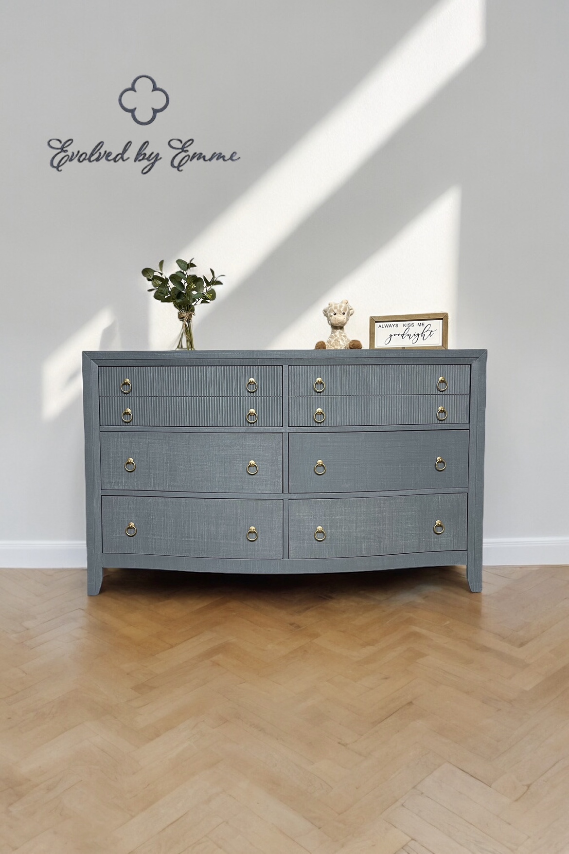 💫 Serena & Lily Inspired Faux Linen Light Blue Dresser