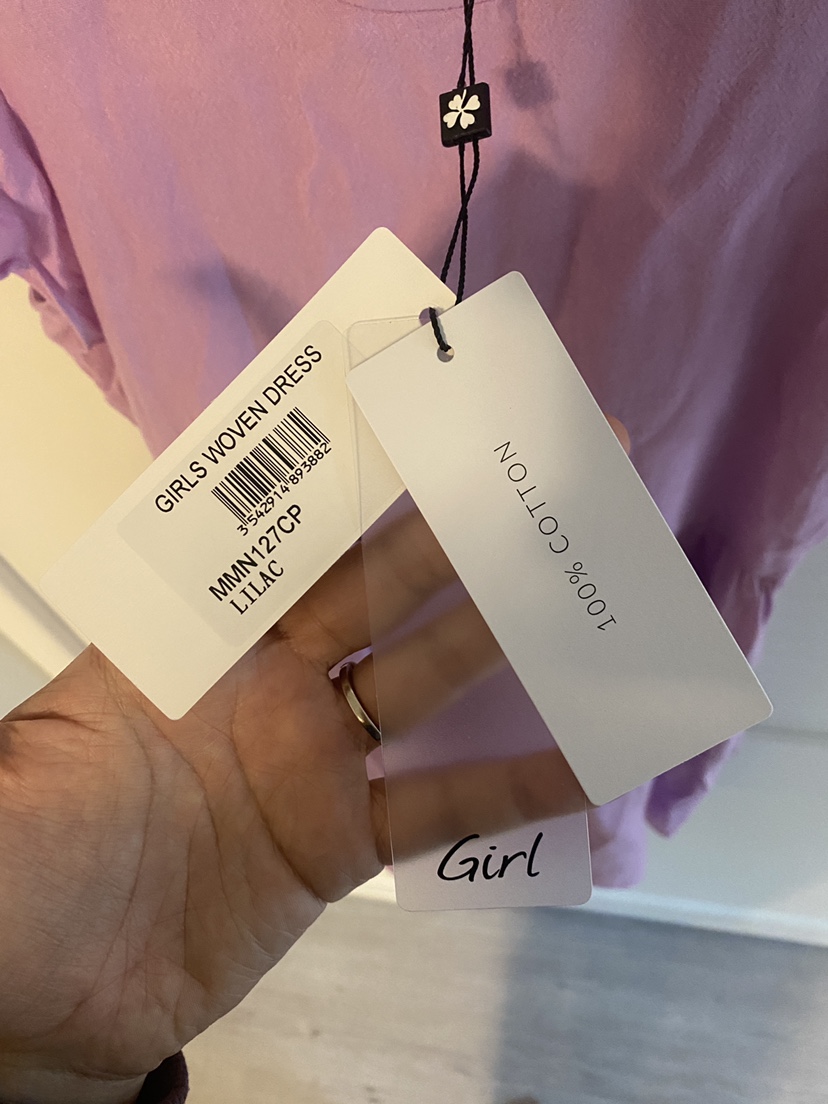 Molly Bracken Cotton Lilac Flounce Sleeve Dress Girls 10/12 image indicator(4)