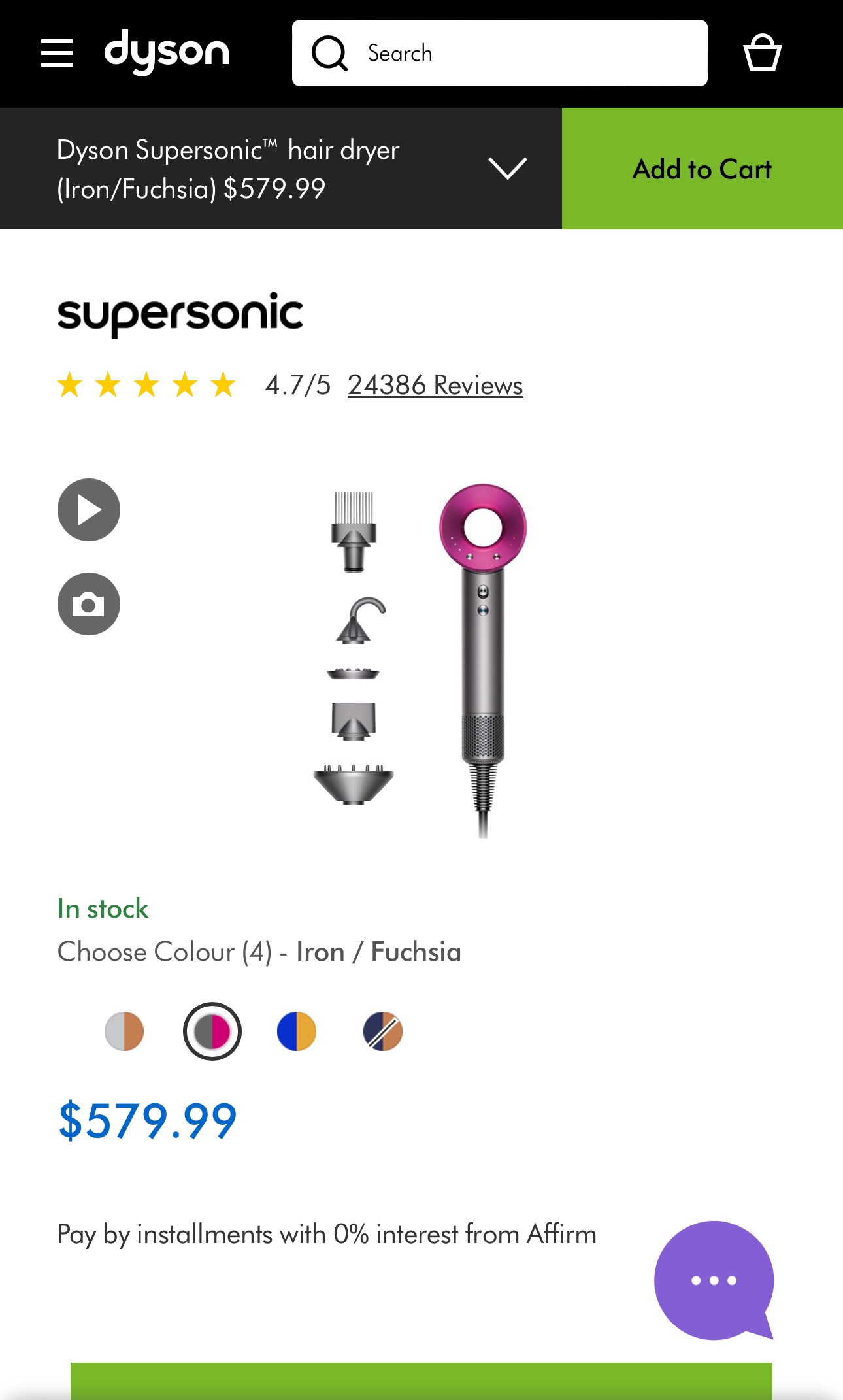 Dyson supersonic hair dryer - retail: $580 image indicator(4)