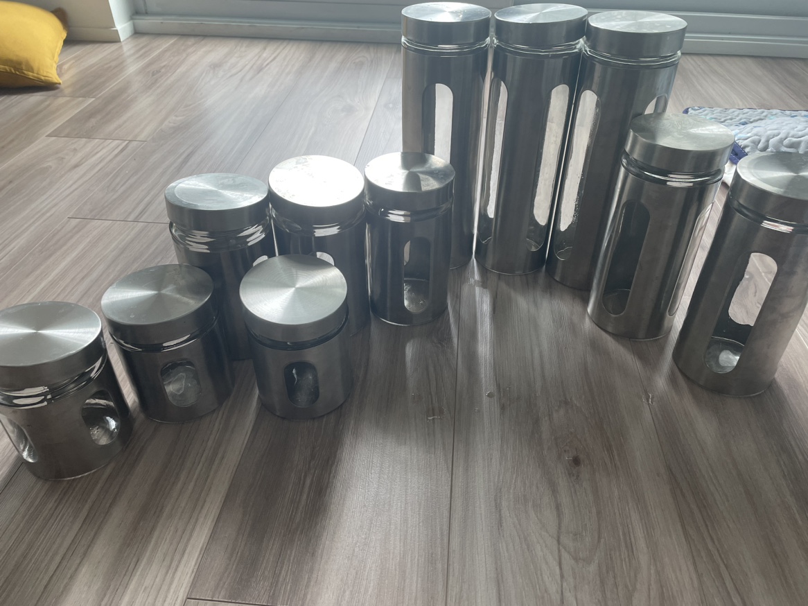 Clear glass kitchen Jars