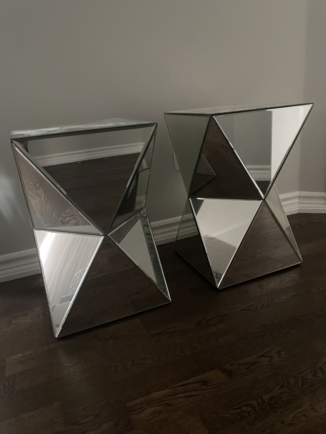 2 Pier 1 mirrored tables