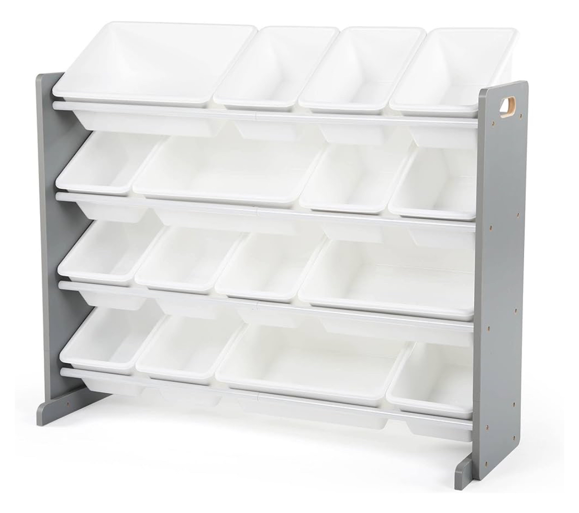 4 level toy storage organizer with removable bins
