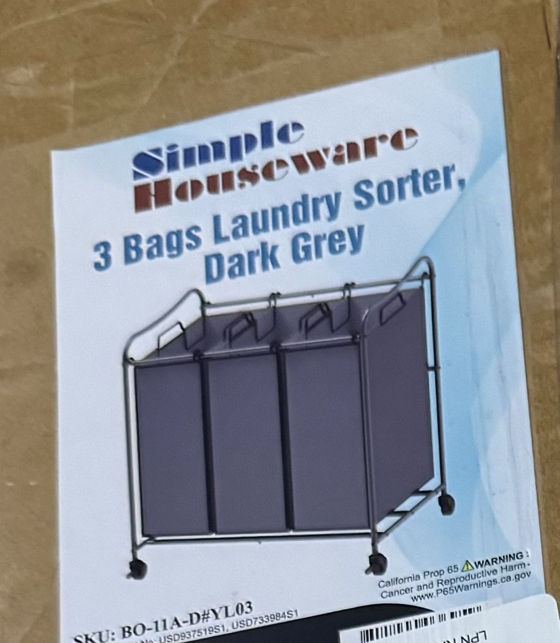 SIMPLE HOUSEWARE 3 Bag Laundry Sorter - photo 2