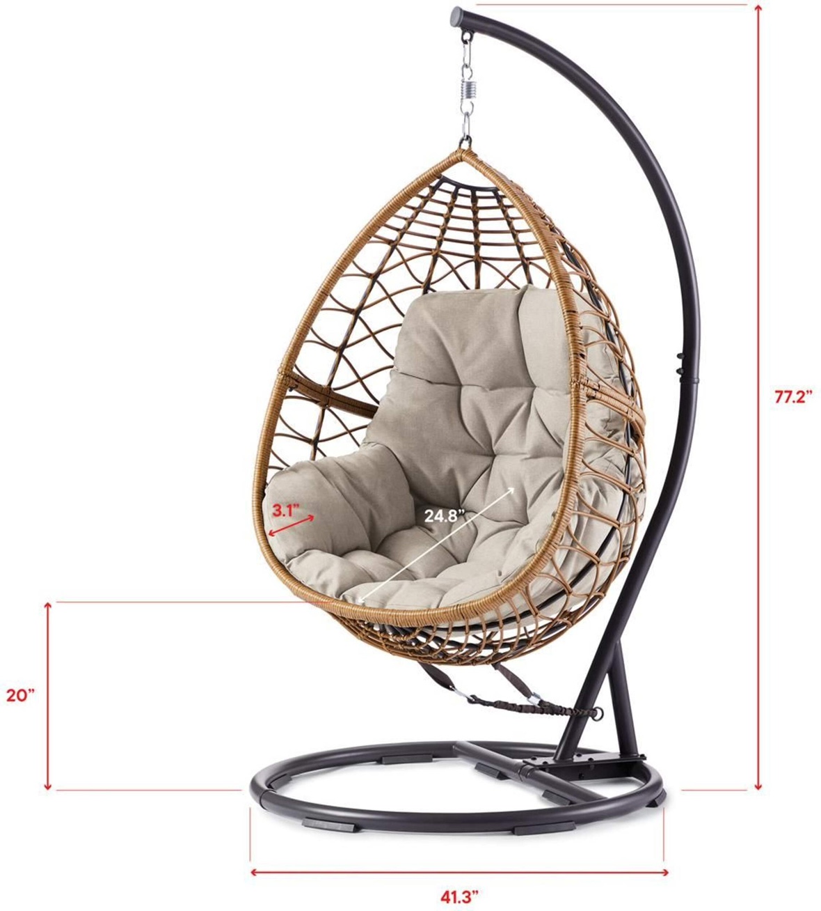 Canvas all weather outdoor patio swing egg chair + stand - photo 3